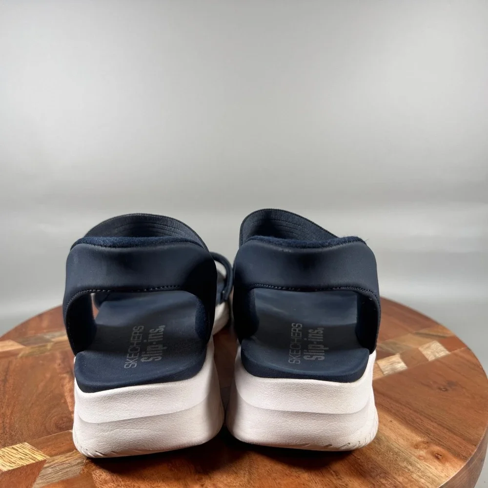 Skechers Slip-Ins Reggae Slim Navy Blue Sport Sandals Womens Size 8 119804